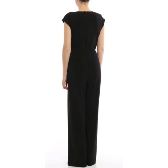 MICHAEL KORS Solid Black Sleeveless Wrap Front Women's Jumpsuit NWT Size Small - Picture 2 of 9